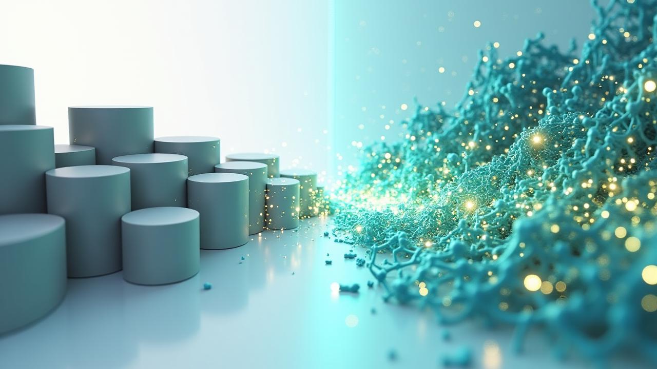 Grafik zeigt traditionelle Marketing-Silos, die sich zu einem integrierten digitalen Ökosystem verbinden